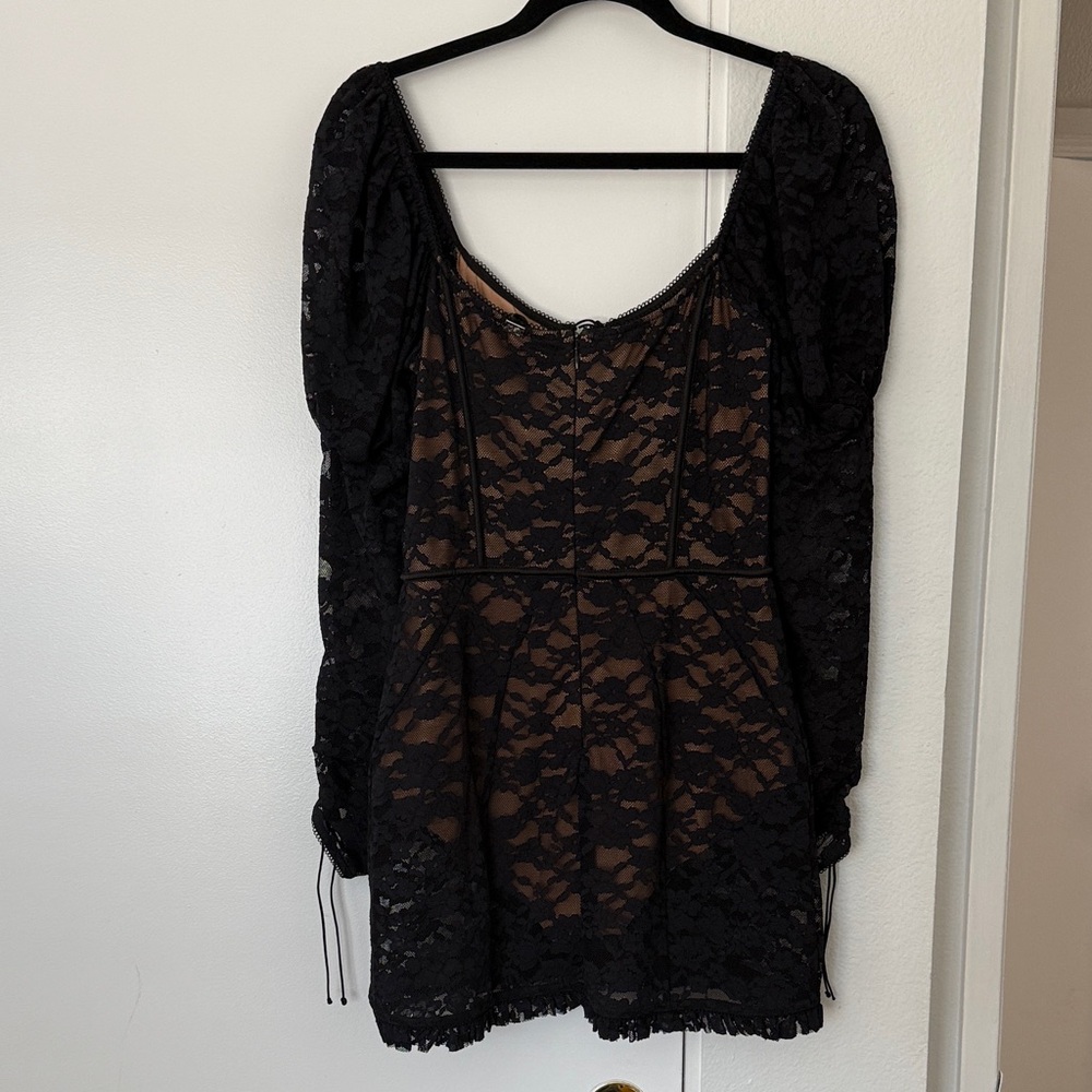 Lovers + Friends Black Lace Long Sleeve Dress